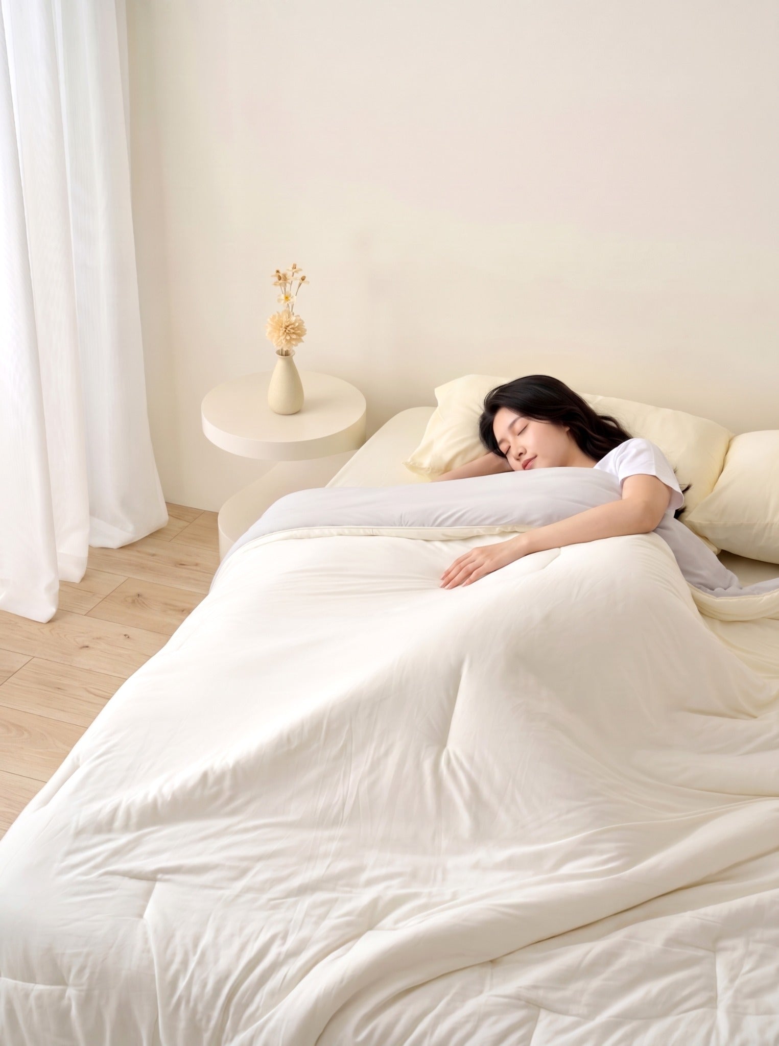 sleeping with comforter
